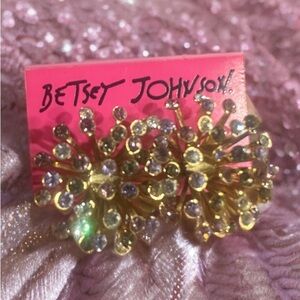 Betsey Johnson Gold and Crystal Stud Earrings